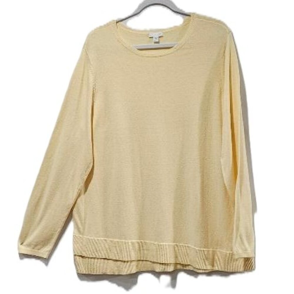 J JILL YELLOW LONG SLEEVE COTTON BLEND SPRING SWEATER TUNIC  2X  EASTER PASTEL